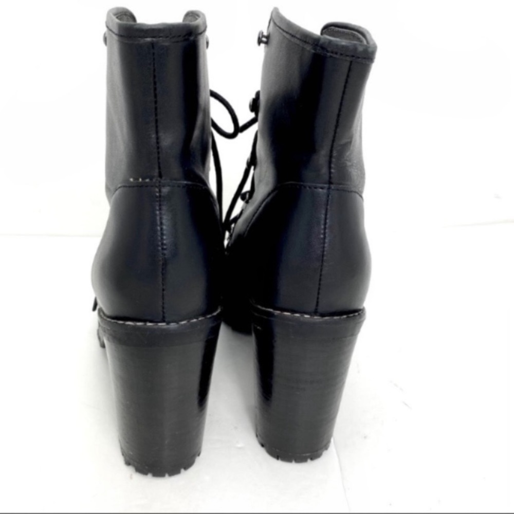 Seychelles Theater Sherpa Fur Leather Lace up Chunky Heel Hiker Boot BK Sz 8.5 - Picture 8 of 10